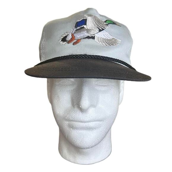 Vintage 80’s Black and Gray Embroidered Duck Hat - Picture 1 of 5